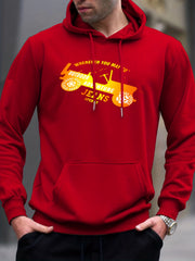 Vintage Car Print Hoodie Men's Graphic Pullover Hooded Sweatshirt