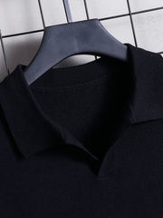 Men's Solid Lapel Polo Short Sleeve Shirt