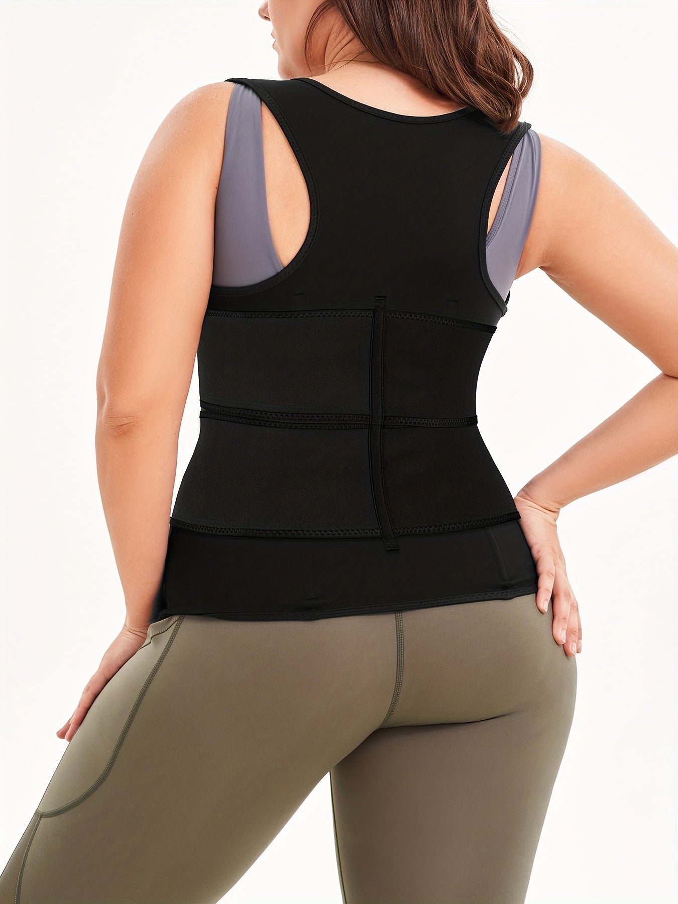 Women's Plus Size Sports Corset Zipper Waist Trainer Hot Sweat Body Shaper