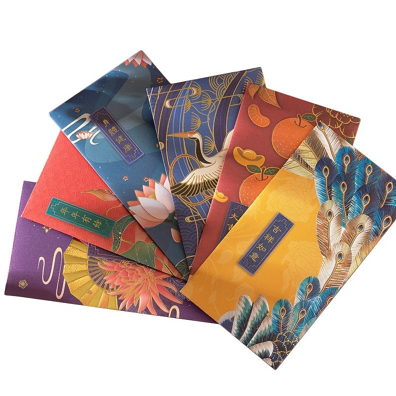6pcs Chinese Red Envelopes for Spring Gifting & Decoration
