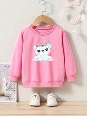 Adorable Flower Bear Crew Neck Sweatshirt Kids Christmas Gift