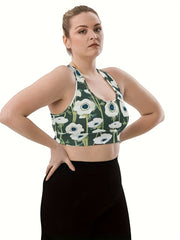 Floral Print Racer Back Plus Size Sports Bra Yoga Fitness Bra