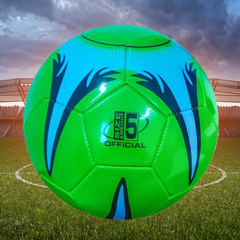 Green Flame No 5 Faux Leather Soccer Ball - Great for Games & Training
