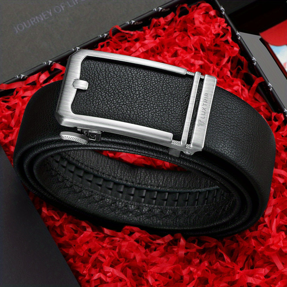 Men's Leather Belt with Automatic Buckle