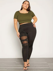 High Rise Mesh Skinny Yoga Pants