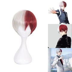 Men's Red Anime Character Wig Short with Bangs Costume for Cosplay Parties