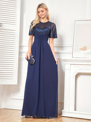 Sequined Flutter Sleeve Aline Dress
