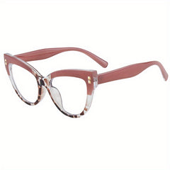 Rivet Decor Cat Eye Clear Lens Glasses for Women Men