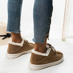 Plush Lined Snow Shoes Lace Up Faux Suede Snow Boots Women's