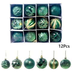 12pcs Christmas Ball Painted Set Decoration Holiday Party Supplies