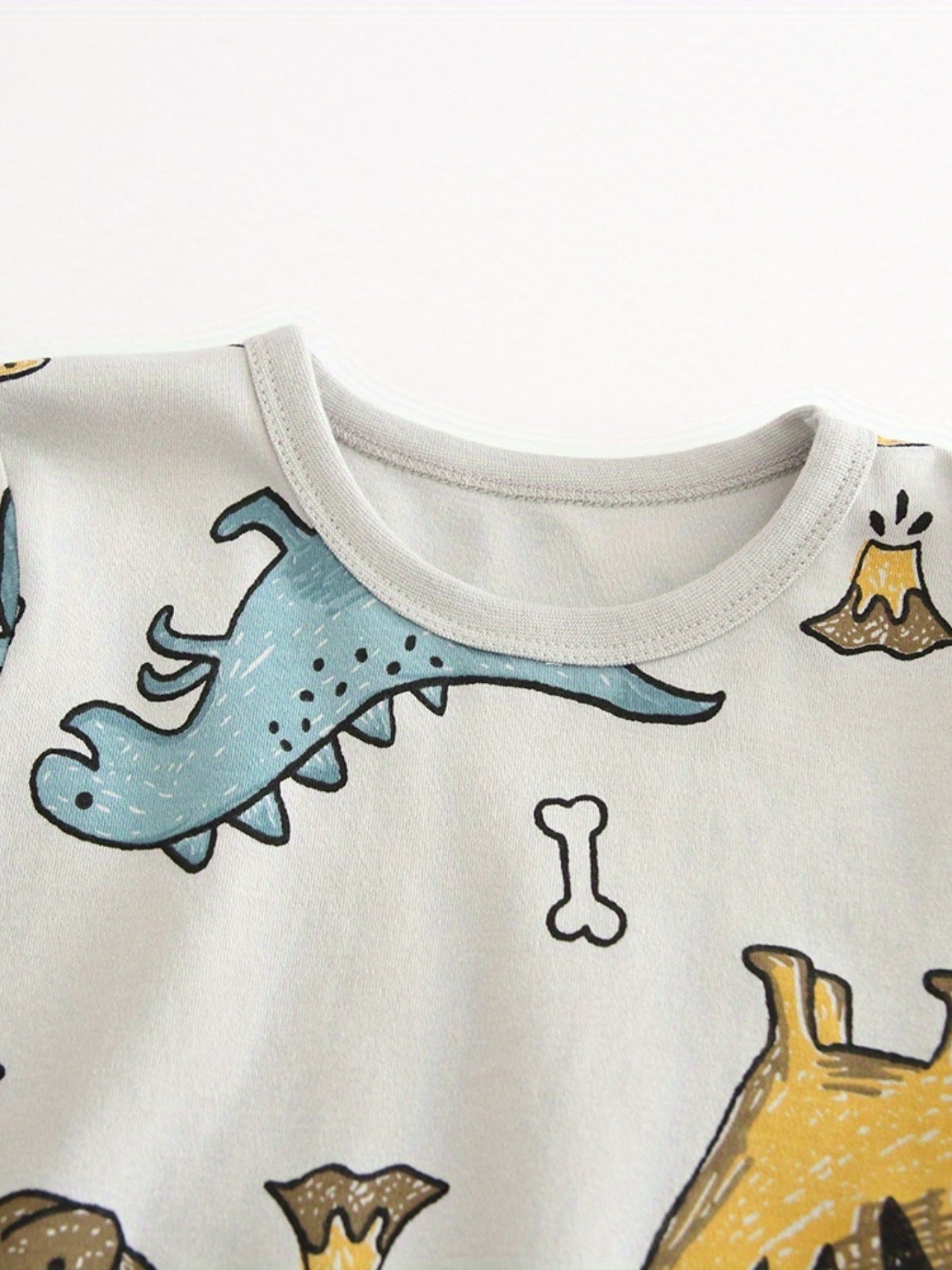 Dinosaur Kid's Pajamas Set Long Sleeve Top & Pants Comfy PJ Boy's Loungewear