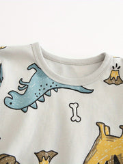 Dinosaur Kid's Pajamas Set Long Sleeve Top & Pants Comfy PJ Boy's Loungewear