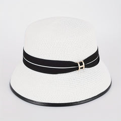 Flat Top Straw Hat Short Brim Hat Summer Hat Small Top Hat Sunshade Sun Hat