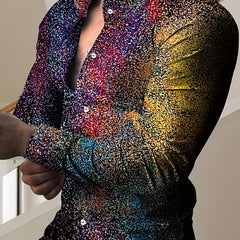 Colorful Pattern Men's Long Sleeve Shirt For Autumn