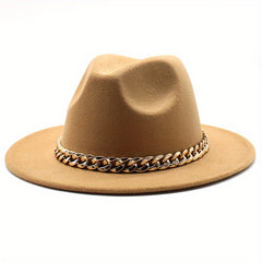 Men's British Style Woolen Jazz Hat Big Brim Felt Hat