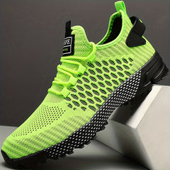 Men's Geometric Print Mesh Sneakers Outdoor Running Shoes