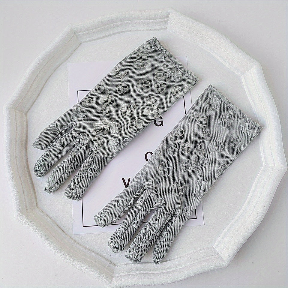 Lace Flower Gloves Elastic Thin Breathable Outdoor Driving Riding Gloves