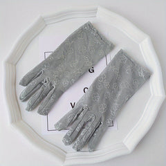 Lace Flower Gloves Elastic Thin Breathable Outdoor Driving Riding Gloves