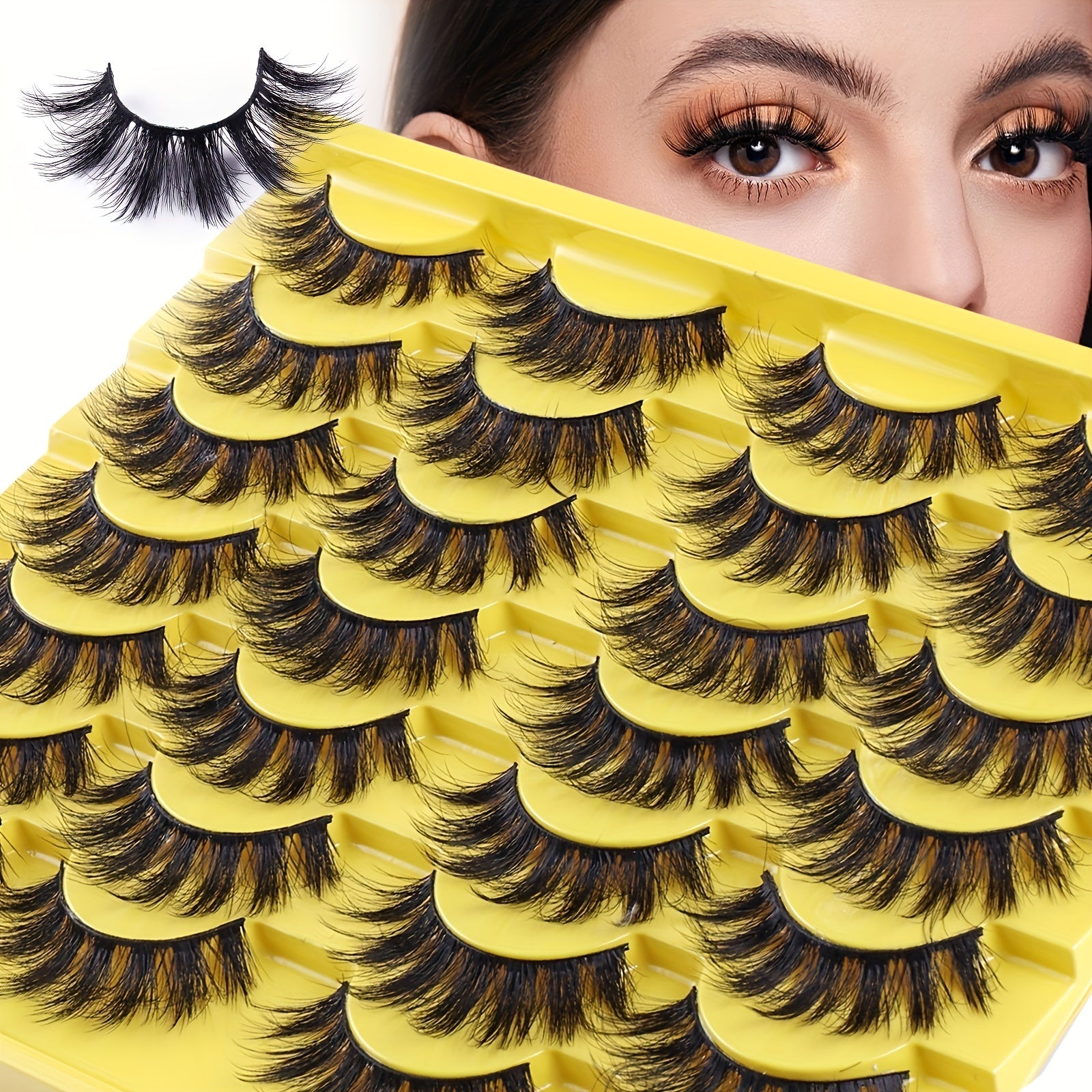 14 Pairs Natural Fluffy False Eyelashes Soft D Curl