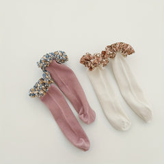 Girls Kids Ribbon Lace Ruffled Socks Soft Comfy Stockings