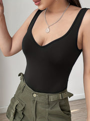 Sexy Slim V Neck Sleeveless Bodysuit