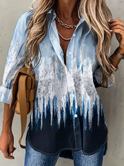 Brush Print Ombre Long Sleeve Button Up Shirt