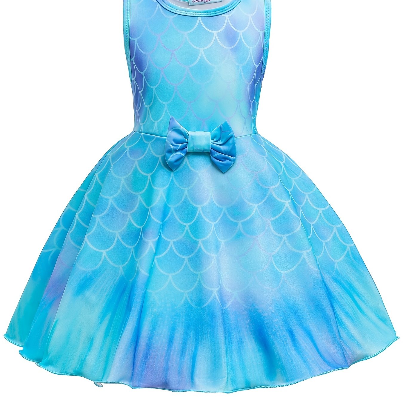 Girls Mermaid Print Sleeveless Dress Kids Summer Clothes