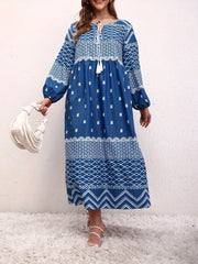 Colorblock Geometric Print Casual Dress