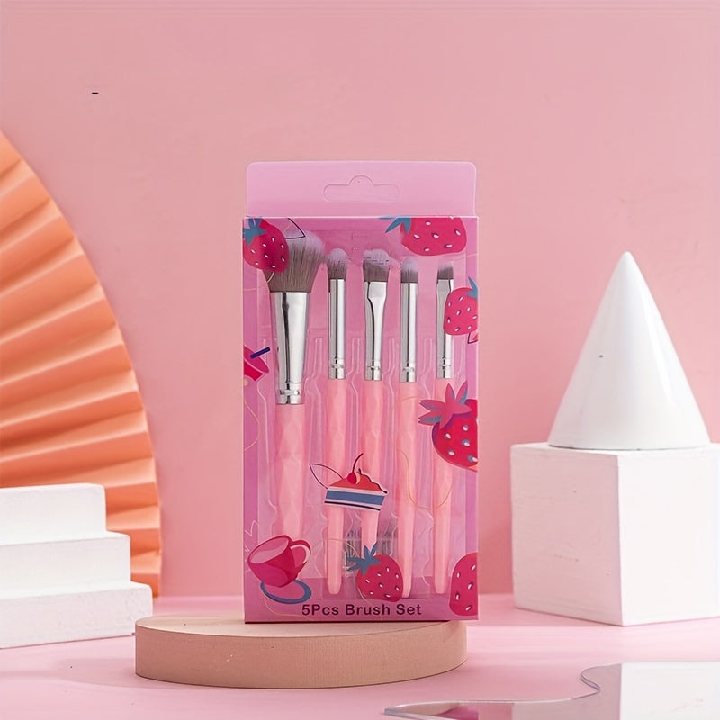 5pcs Fruit Makeup Brush Set Professional Eyeliner Eyebrow Blush Powder Brush