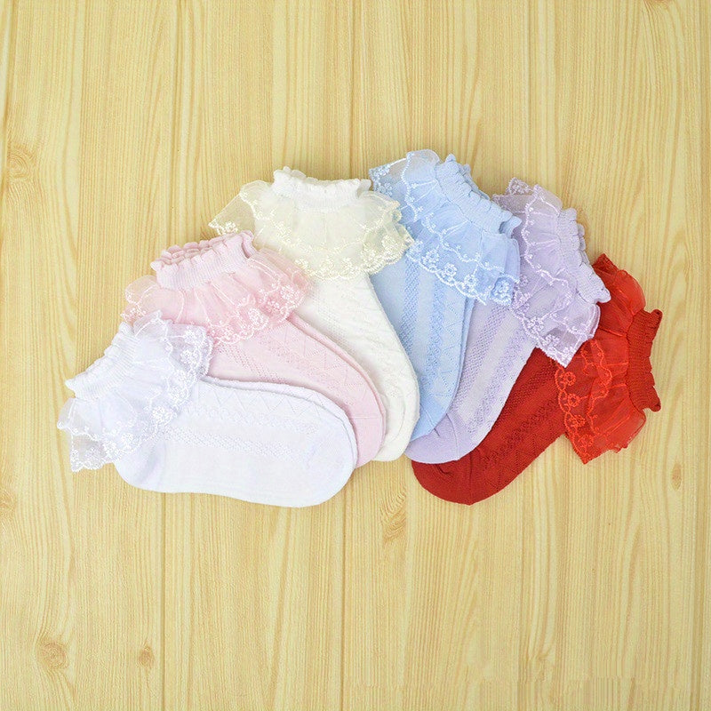 Girls Lace Patchwork Sweet Princess Socks 6 Pairs