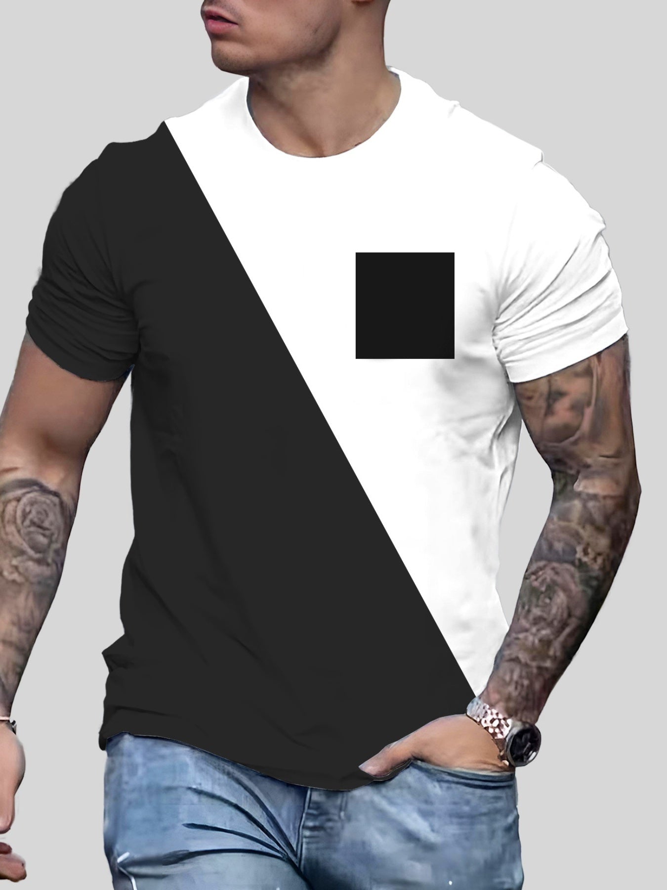 Men's Block Pocket T shirt For Summer