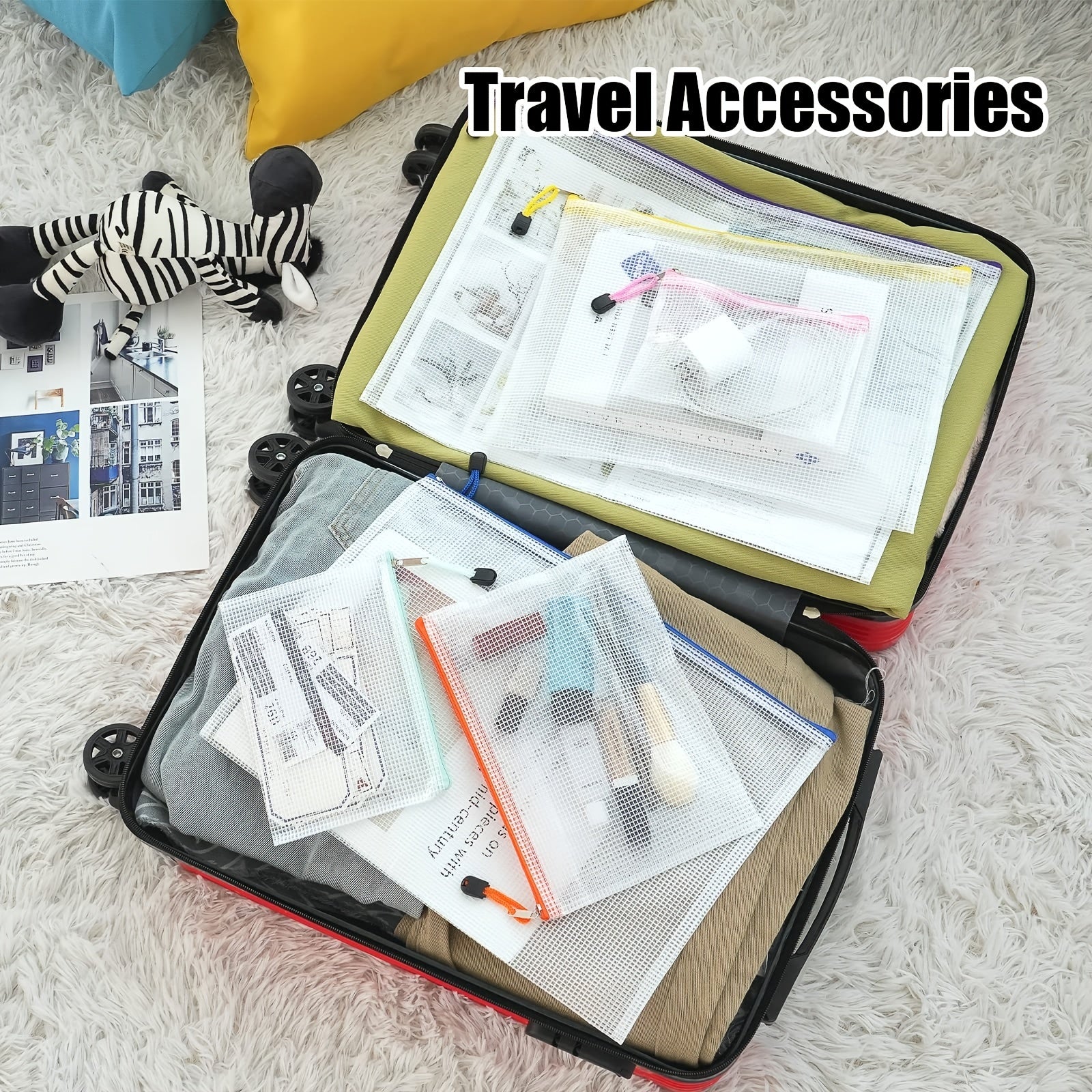 14pcs Mesh Zipper Pockets File Bags for Stitching & Organized Storage