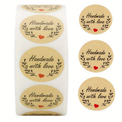 500pcs With Love Stickers Seal Labels Brown Wedding Stickers DIY Stationery