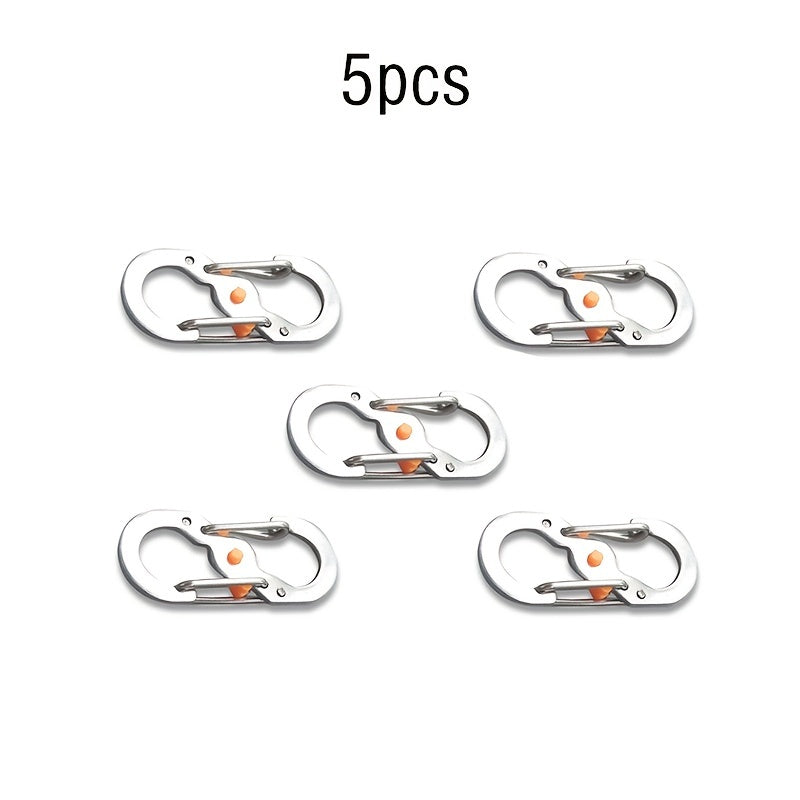 5pcs S Carabiner With Lock Mini Keychain Hook Anti Theft Metal Buckle