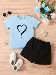 Girls Letter Graphic Tank Top & Track Shorts Set