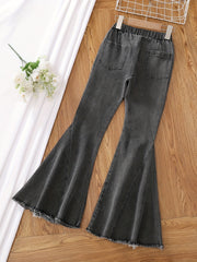 Girls Classic Flared Jeans High Waisted Bell Bottom Pants
