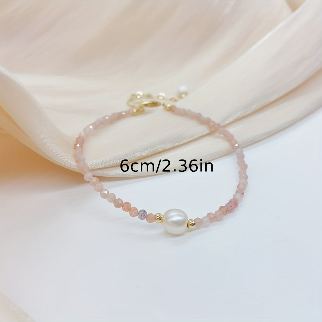 Strawberry Crystal Faux Pearl Bracelet for Girls