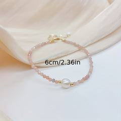 Strawberry Crystal Faux Pearl Bracelet for Girls