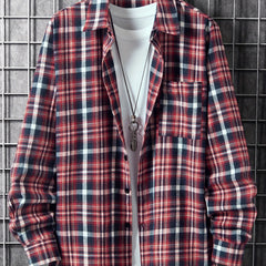 Men's Plaid Button Up Casual Long Sleeve Shirt