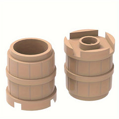 9Pcs Wooden Barrel Building Block Set - Farm Ranch Garden Scene Play - Ages 8+