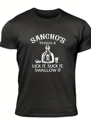 Men's Tequila Print T Shirt Comfy Stretchy Summer Outdoors