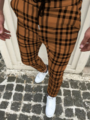 Plaid Slacks Men s Drawstring Trousers Retro Style Stretch Waist