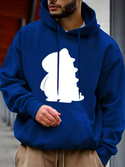 Dino Print Hoodie for Men - Casual Graphic Pullover Sweatshirt