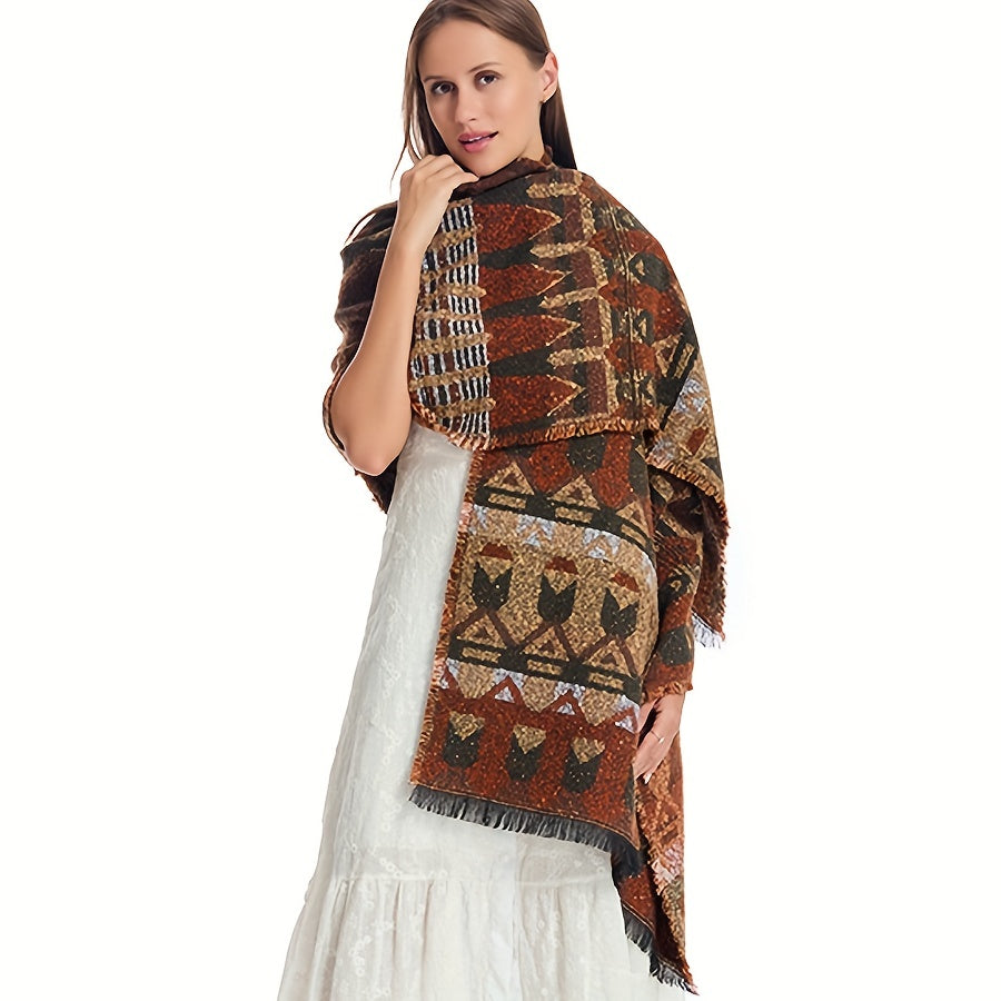 National Style Warm Blanket Fringed Shawl Wrap