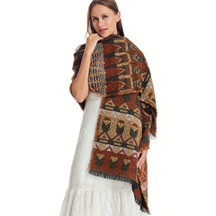 National Style Warm Blanket Fringed Shawl Wrap