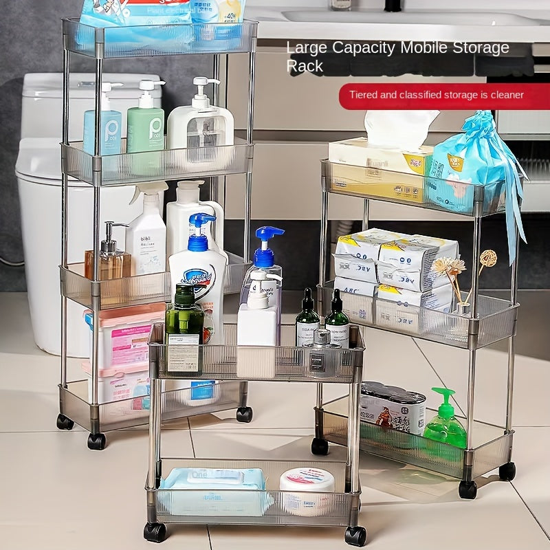 Acrylic Storage Rack Snack Trolley Floor Rack Mobile Bathroom Storage