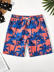 Boys Hawaii Tropical Leaf Beach Shorts Quick Dry Sports Seaside Shorts