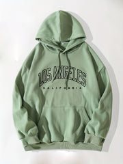 Letter Print Kangaroo Pocket Hoodie Casual Long Sleeve Drawstring Hoodies