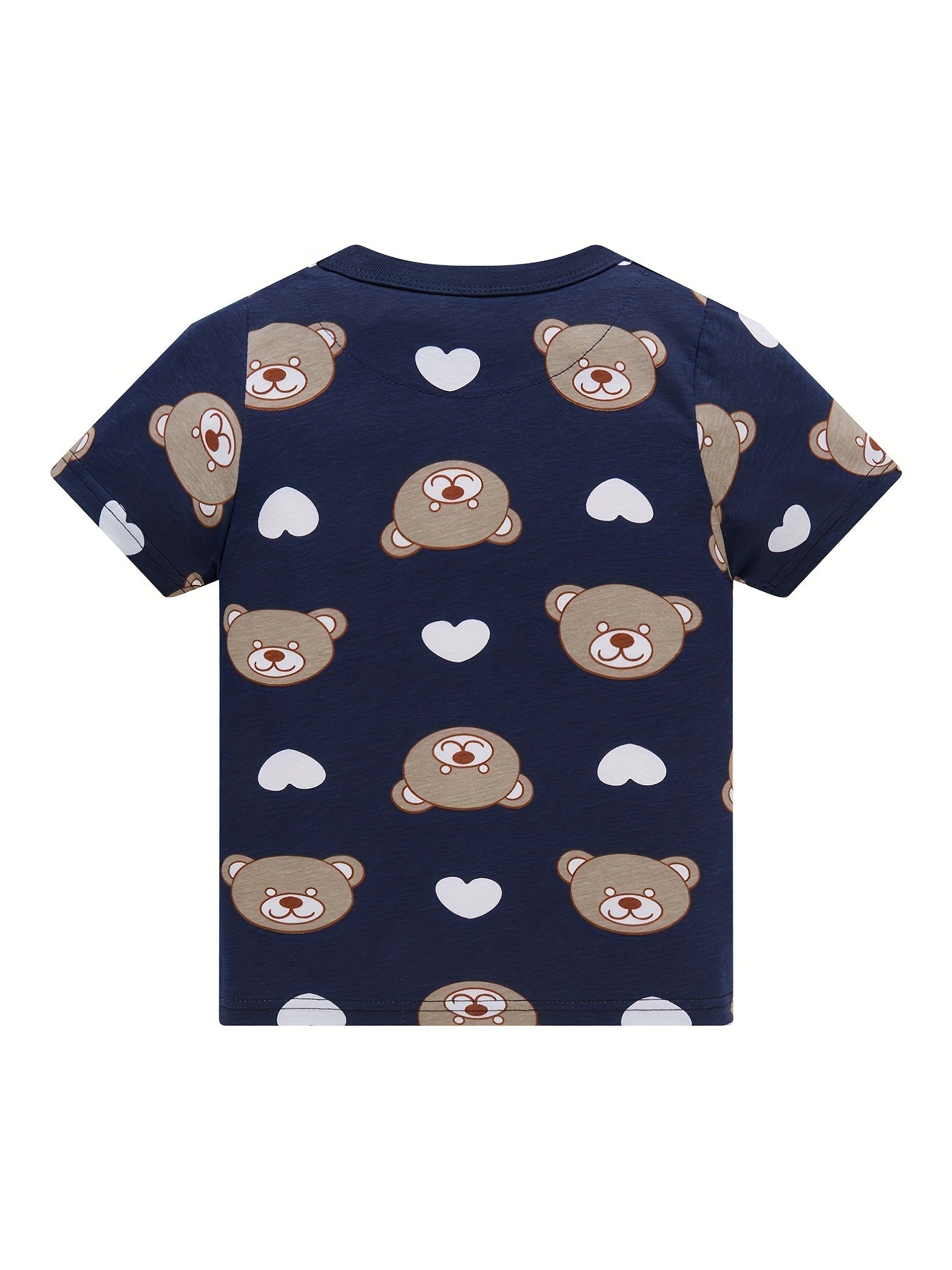Boys Bear & Heart Cotton Pajamas Set Short Sleejsones Tops & Bottoms