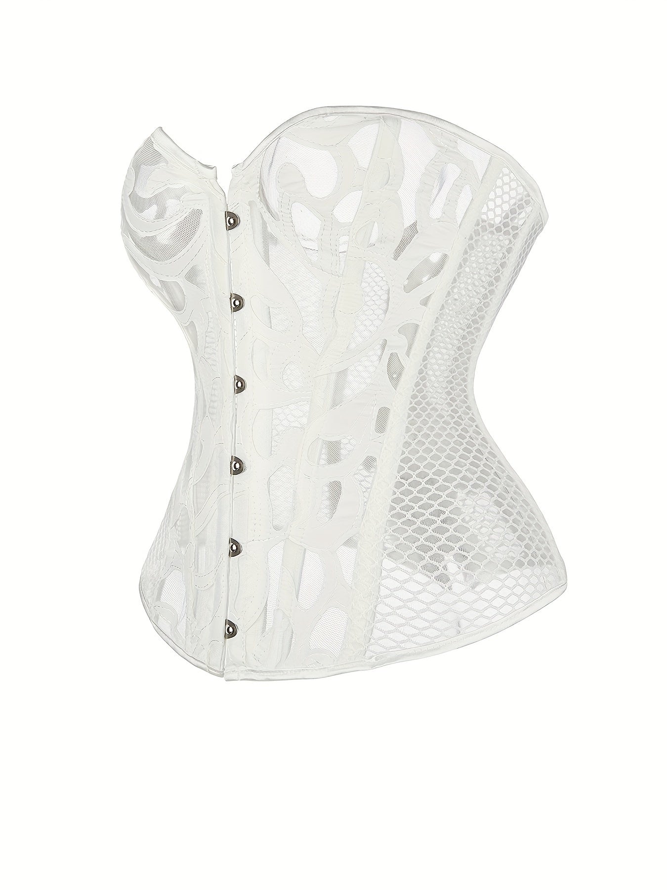 Mesh Strapless Corset Bustier Tummy Control Lace Up Body Shaper